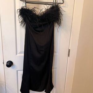 Club L London Black Strapless Slip Dress